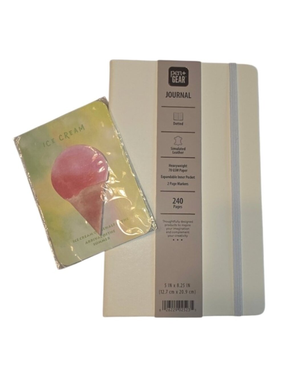 Pen and Gear Dot Grid Bullet Journal Notebook Bonus Ice Cream Sticky Notes NWT
